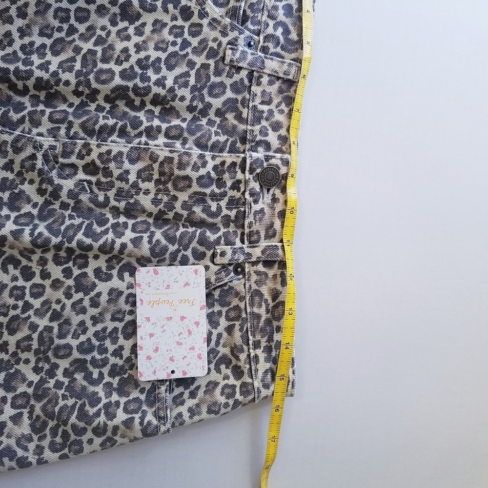 🌸 NEW Free People | Bailey Leopard‎ Print Denim Skirt 29 - Picture 9 of 15